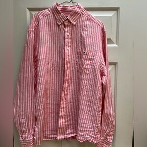 Vineyard Vines Men's Pink and White Striped Shirt